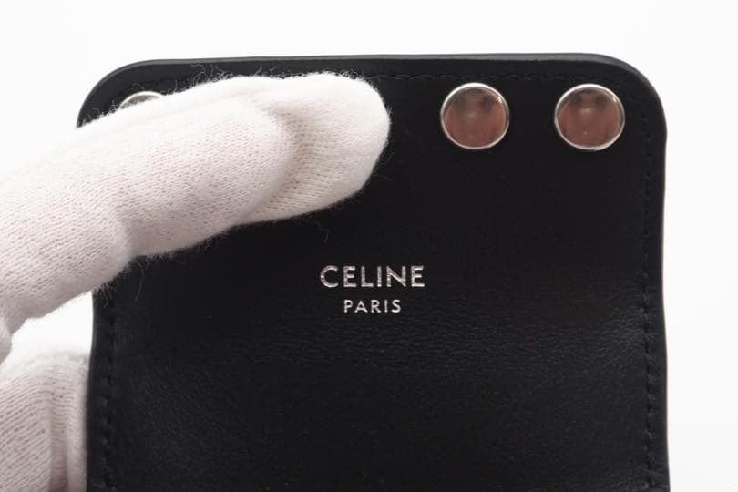 CELINE ポーチ カーフスキンドッグバッグ ホルダー スタッズ付き ブラック