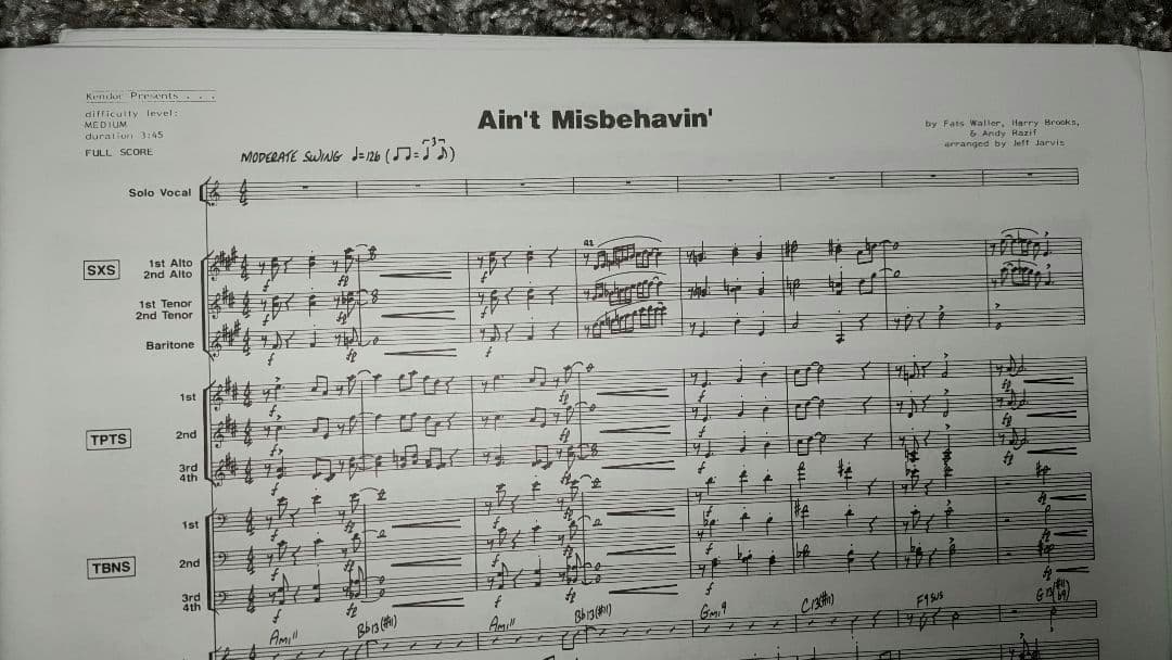 ボーカル　ビッグバンド譜面：Ain't Misbehavin'