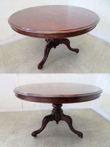 英国/イギリスアンティーク■ダイニングテーブル■マホガニー■キャスター付き■