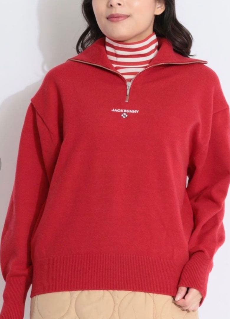 Jack Bunny!ドラえもん ダブルジャガードハーフジップニットプルオーバ