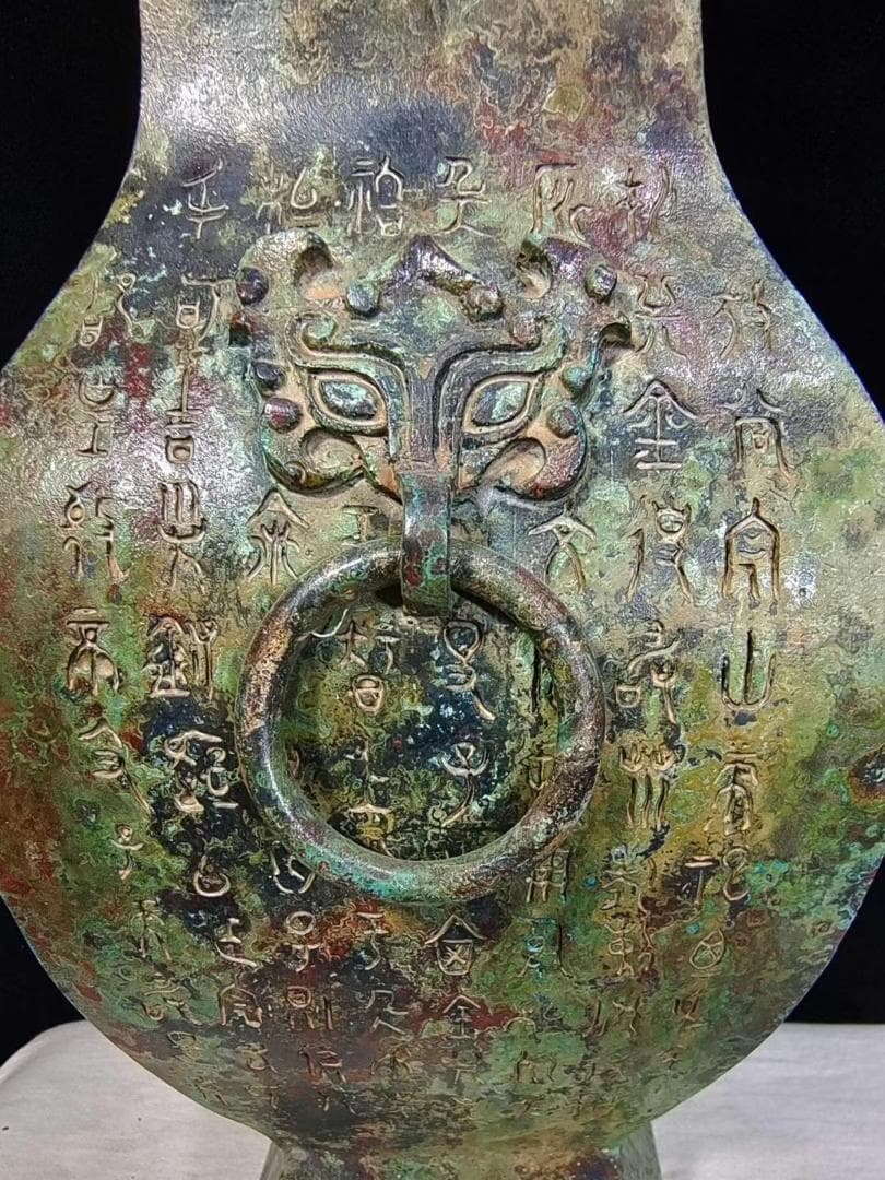 中国古美術品·旧蔵珍品·古青銅銘文器皿★辅首衔環紡壺★飲酒器·文房置物·風水開運