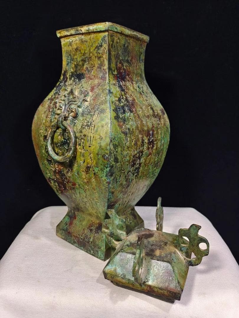 中国古美術品·旧蔵珍品·古青銅銘文器皿★辅首衔環紡壺★飲酒器·文房置物·風水開運