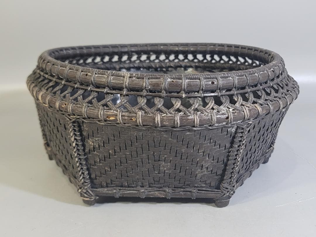 茶道具 竹籠 炭斗 時代物 DT708