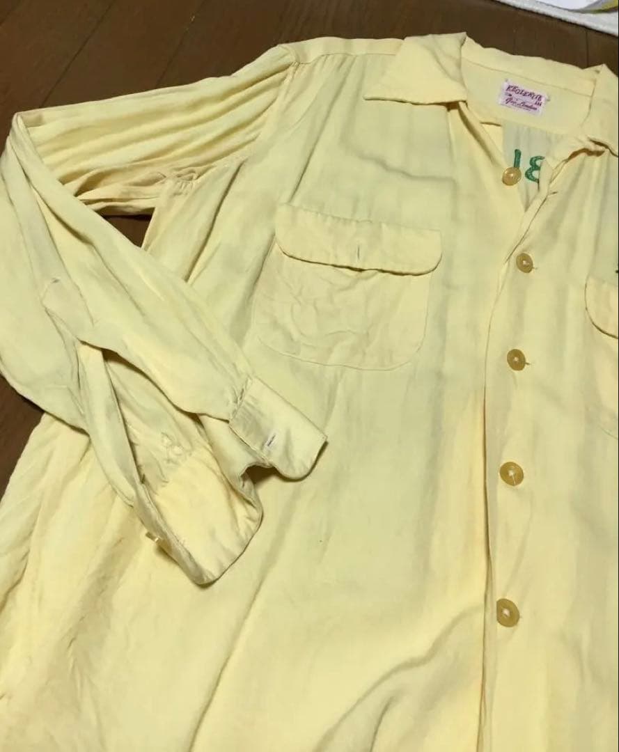 ボーリングシャツ長袖ギャバシャツ　ビンテージ　50S ロカビリー