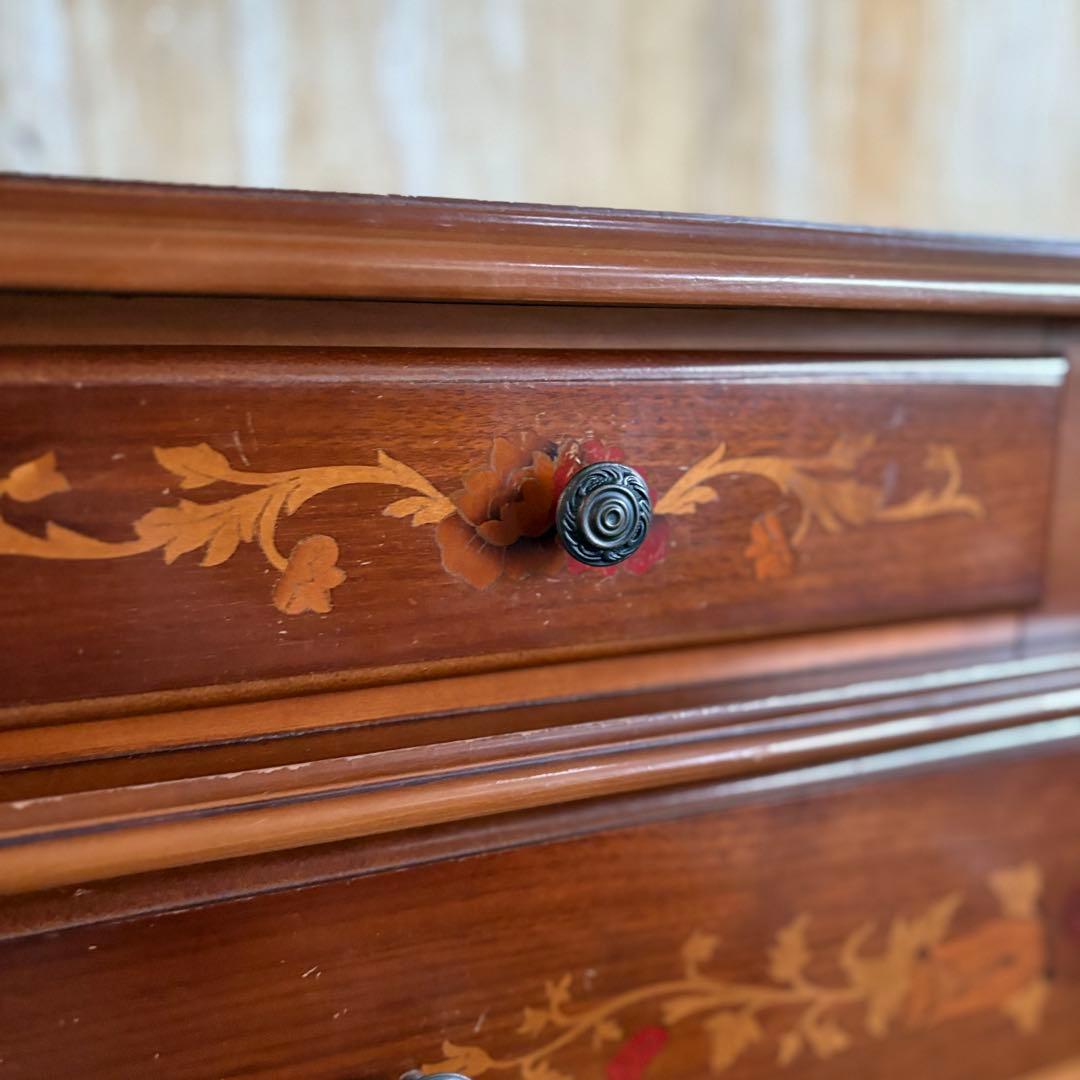 イタリア　猫脚　象嵌細工　4段チェスト ヴィンテージ