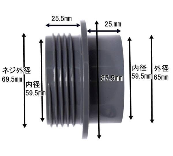 ショートバルソケ50Ａ　３個セット　ゴムパッキン２個付　水槽　塩ビ管　ろ過　排水