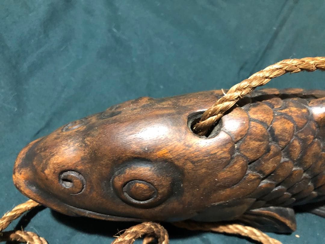 自在鉤　鯉　木彫　木製　古民具　置物　アンティーク　時代物　インテリア