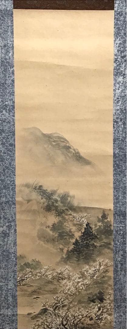 K茶道具　掛軸　奈良の名勝「月瀬春景(梅花)圖」　秋峯作　自作桐箱　S205KJ