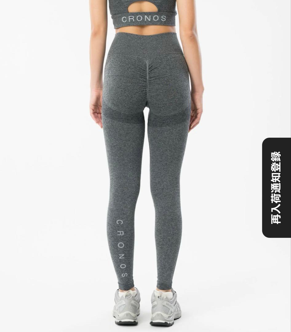 CRONOS グレー ハイウエスト レギンス