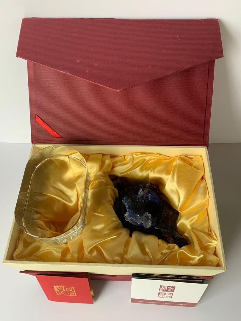 美品 中国美術 ガラス工芸 琉璃夏史 急須型置物 箱付き アンティーク オブジェ