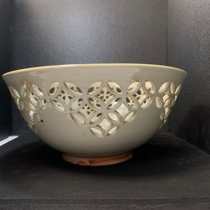 萩焼深川本窯　12代　田原陶兵衛　七宝透鉢　鉢　菓子鉢