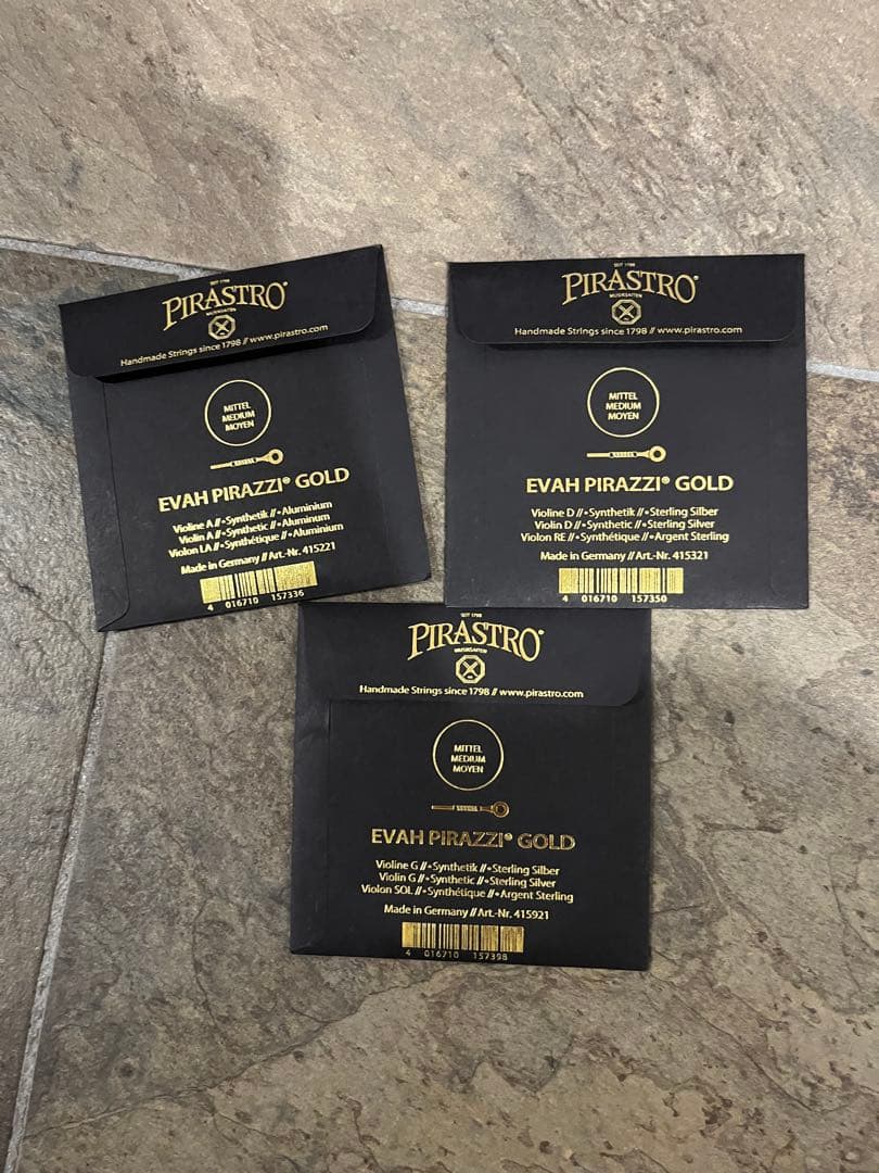 PIRASTRO EVAH PIRAZZI GOLD バイオリン弦 ADG線