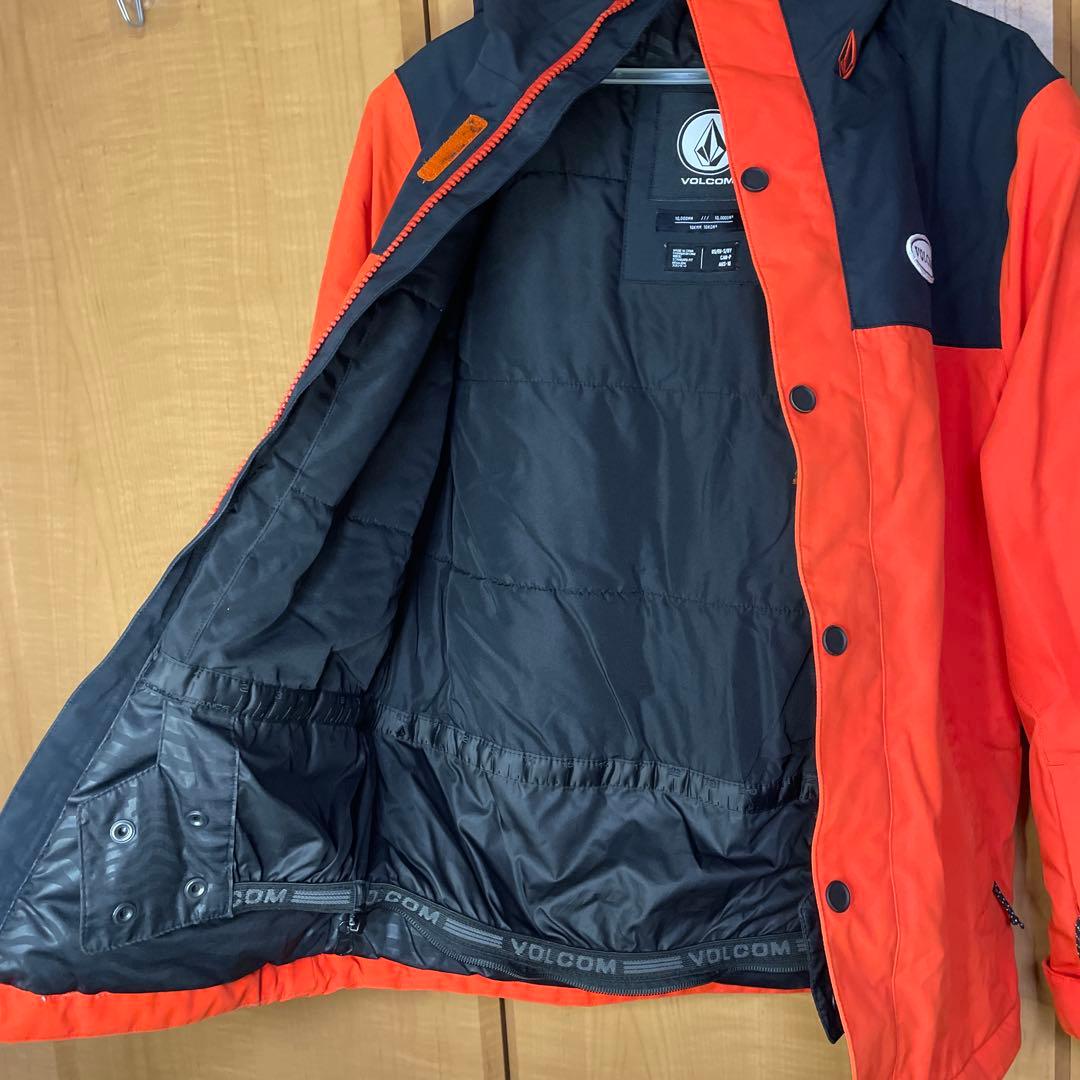 VOLCOM キッズスノーボードジャケット オレンジ/黒 US S