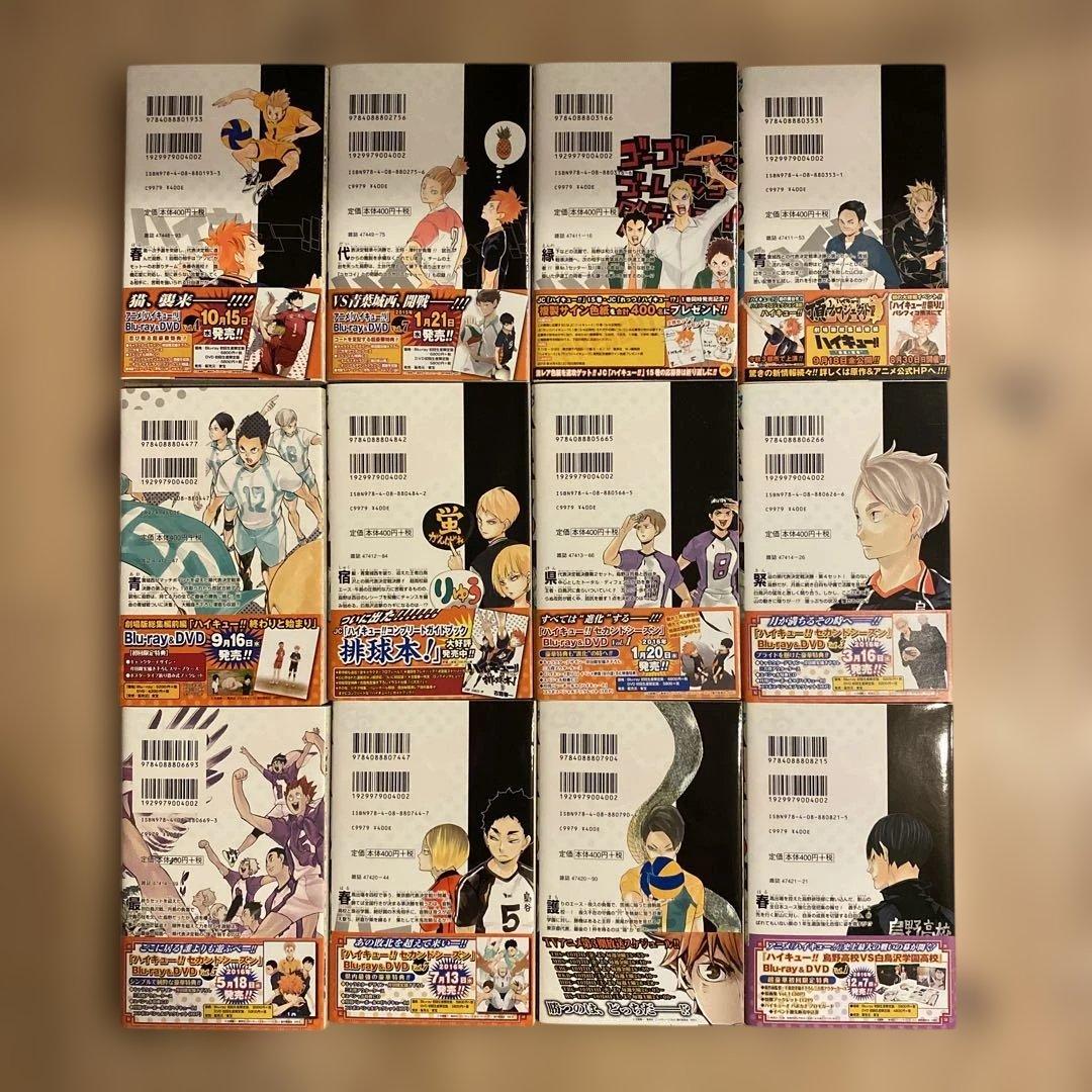 ハイキュー全巻セット初版帯付き＋33.5巻＋大判画集＋抽プレミニ色紙２枚セット