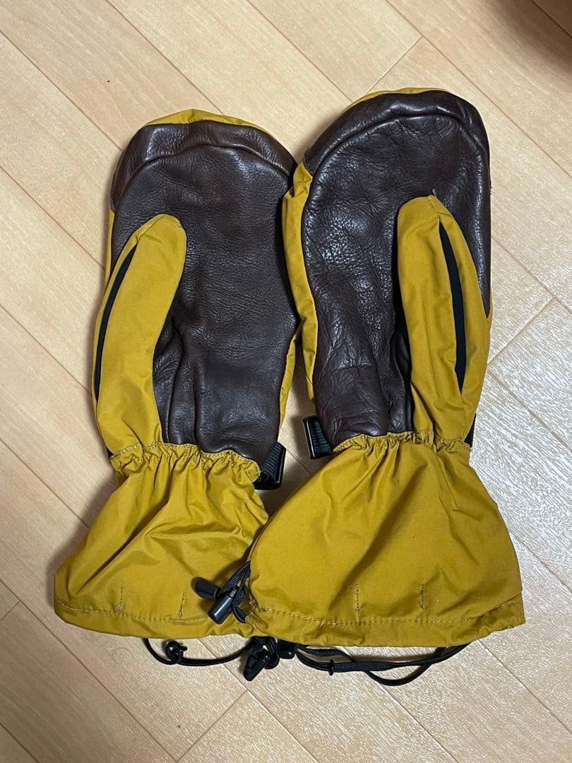 green clothing イエローレザーミトングローブ M