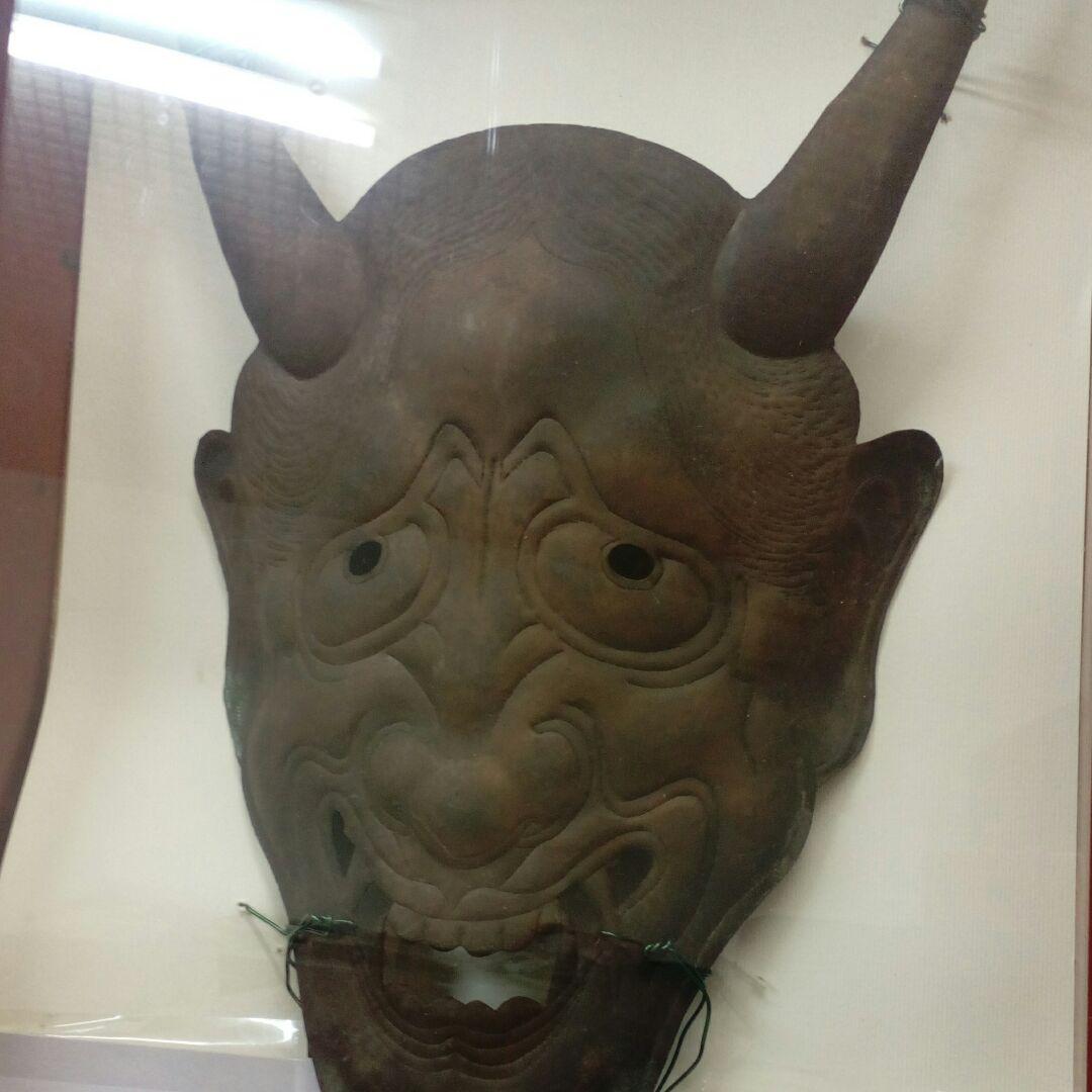 江戸時代稀少珍品中期邪気祓２５０年前頃古銅製打出細密造形美時代般若鬼面額装品