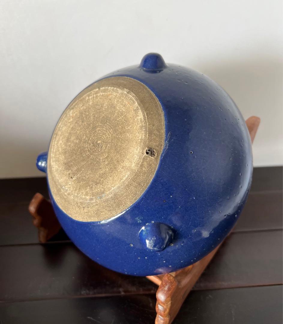 中国古美術•文房具•清時代蓝釉香炉：XG44-1