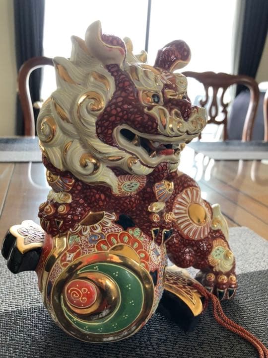 美品 九谷焼 獅子 魔除け 縁起物 置物