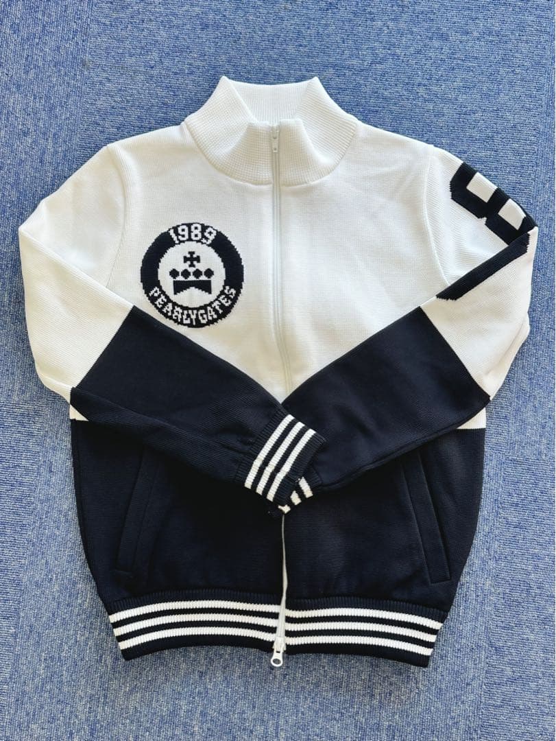 【正規品】パーリーゲイツPEARLY GATES☆ジップアップセーター☆０☆白紺