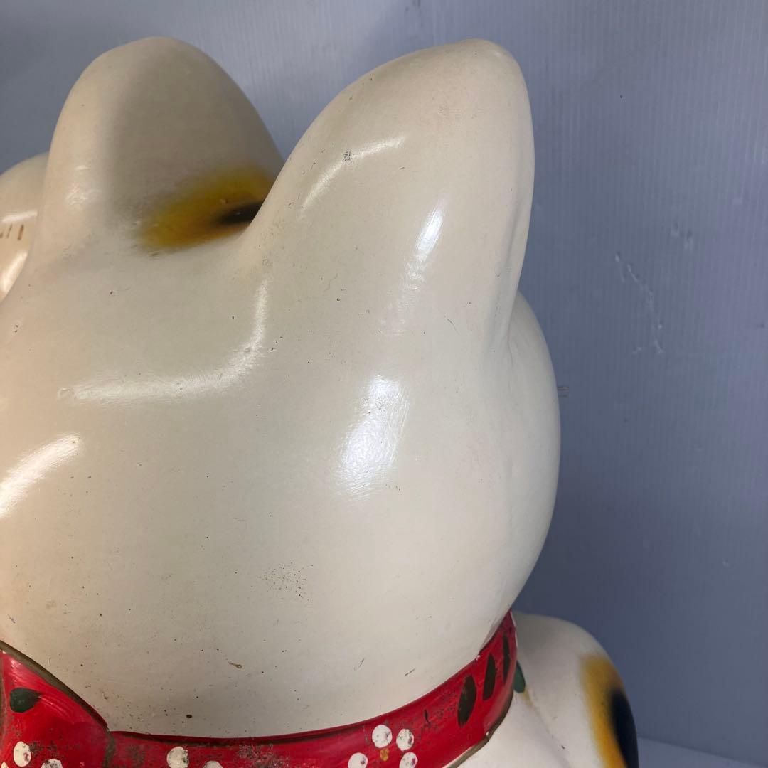 【特大！】招き猫　左手　置物　開運　縁起物　千万両　昭和レトロ　インテリア