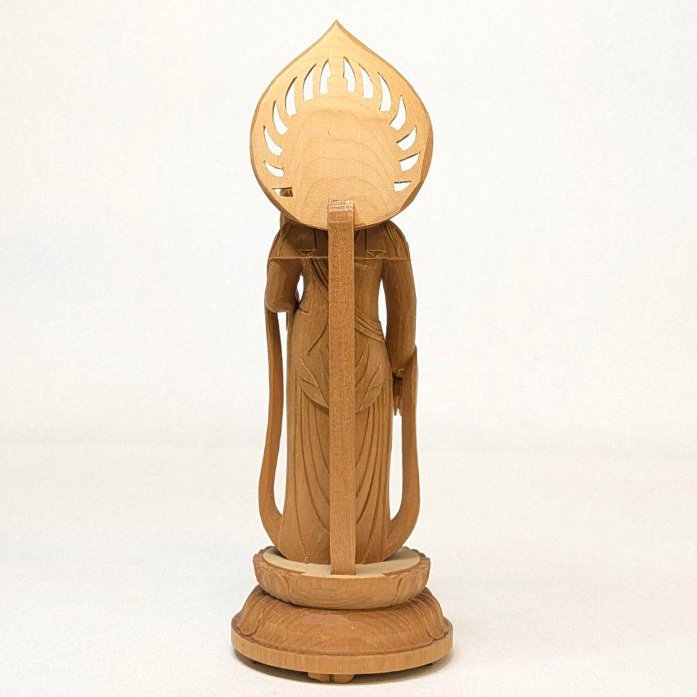 【フォロー割・新品】 聖観音菩薩　檜　総高さ約20.5㎝ 　聖観音　桧　観音