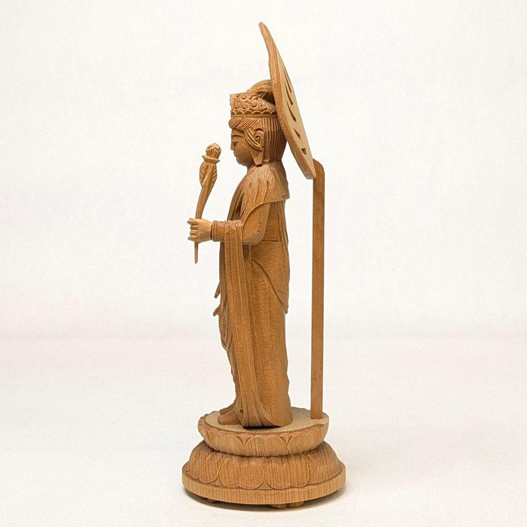 【フォロー割・新品】 聖観音菩薩　檜　総高さ約20.5㎝ 　聖観音　桧　観音