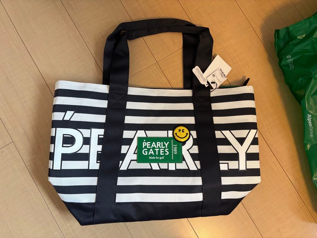 PEARLY GATES ストライプトートバッグ ネイビー×ホワイト