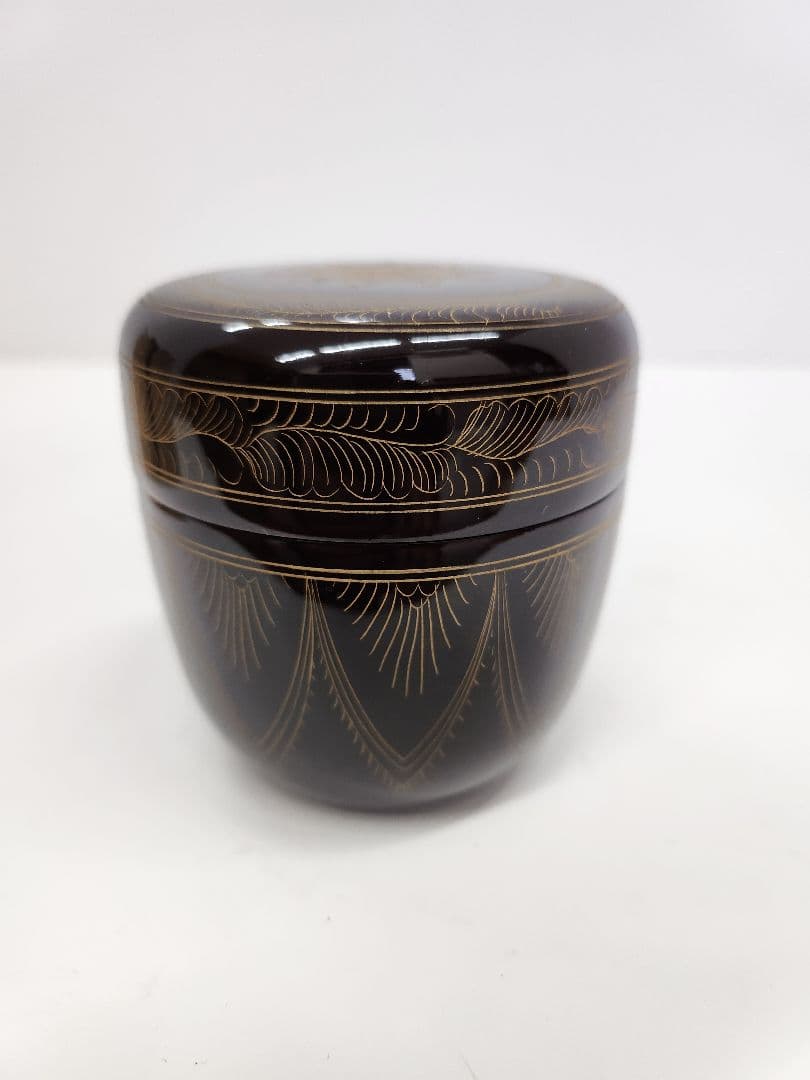 Y951‐7 茶道具 関翠雲 溜塗 金蒟醤 棗 共箱 UUU