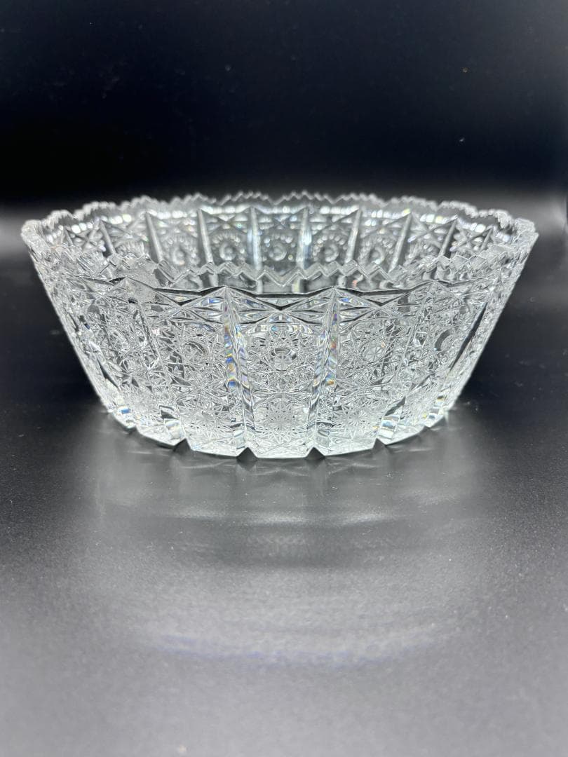 クリスタルガラス 大皿 ディスプレイ　炭入れ　直径２３ｃｍ　?