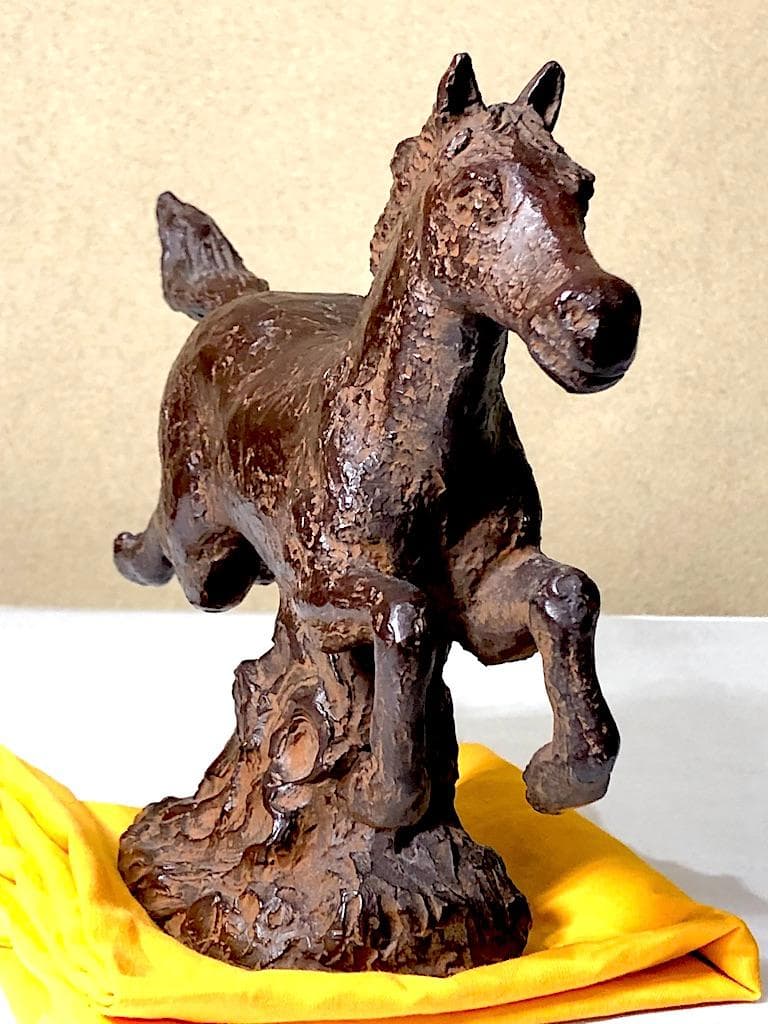 置物 ブロンズ　銭亀賢治 作　「雅風」　共箱　無傷　在銘。