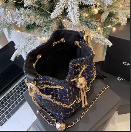 レア　非売品 CHANEL ノベルティ ネイビー　ツイード バケットバッグ