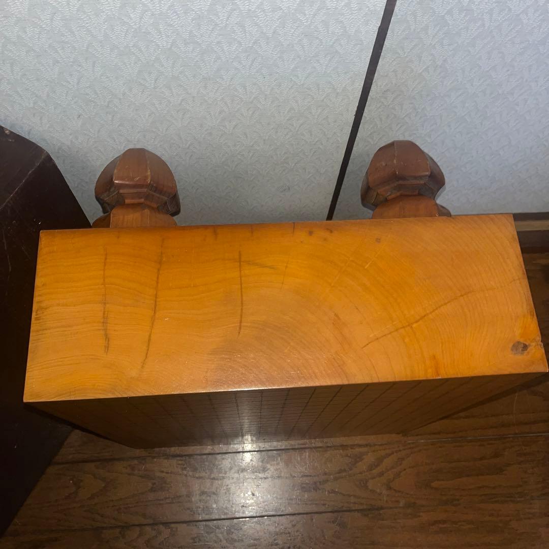 昭和レトロ 木製 脚付き へそあり 囲碁版 囲碁盤 中形5寸　ケース付き