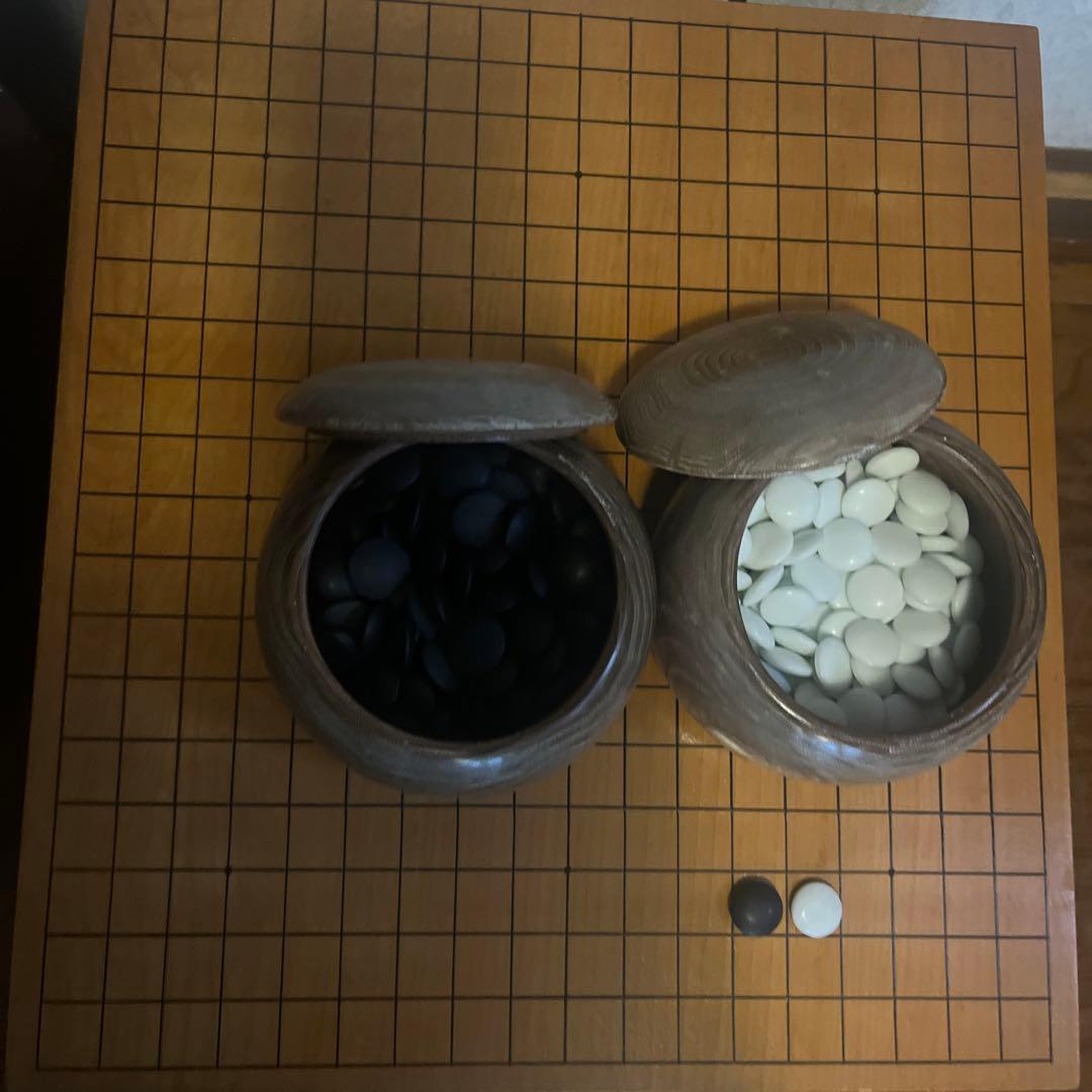 昭和レトロ 木製 脚付き へそあり 囲碁版 囲碁盤 中形5寸　ケース付き