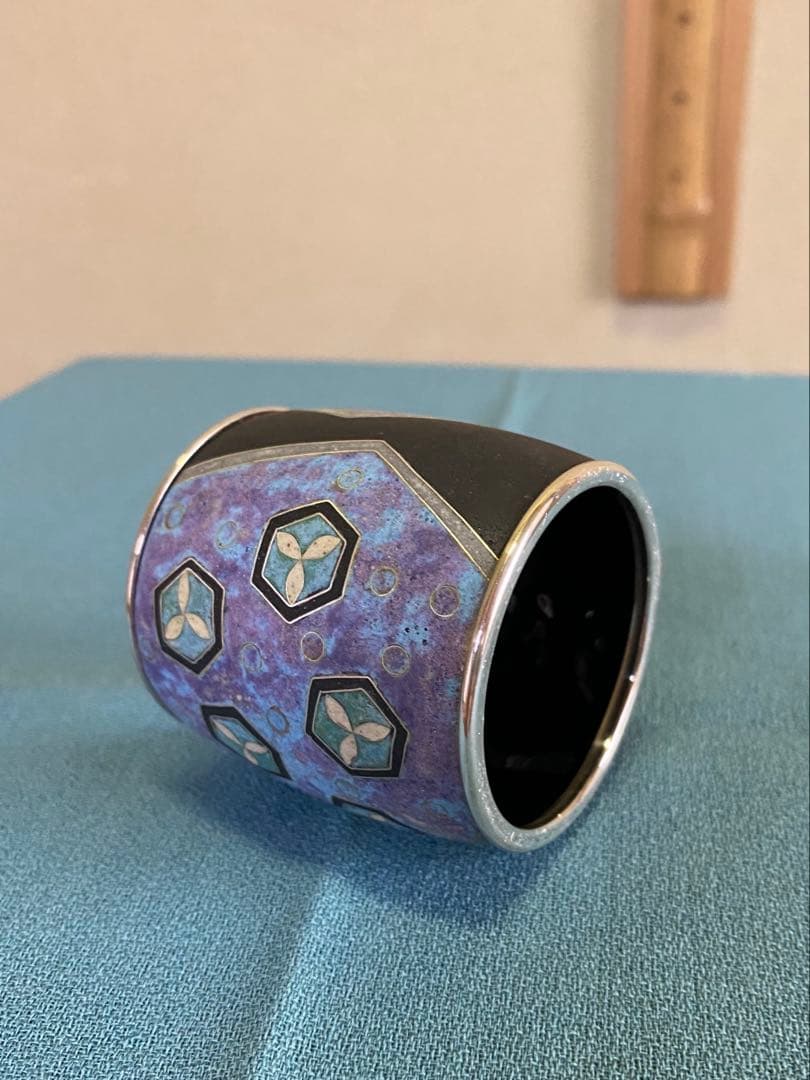 茶道具/蓋置 上沼緋佐子　泥釉七宝『亀甲文 いにしえ』