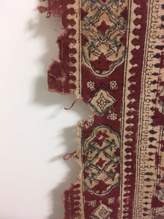 アンティーク　古手手描き鬼更紗（おにざらさ）　インド更紗 ヴィンテージ