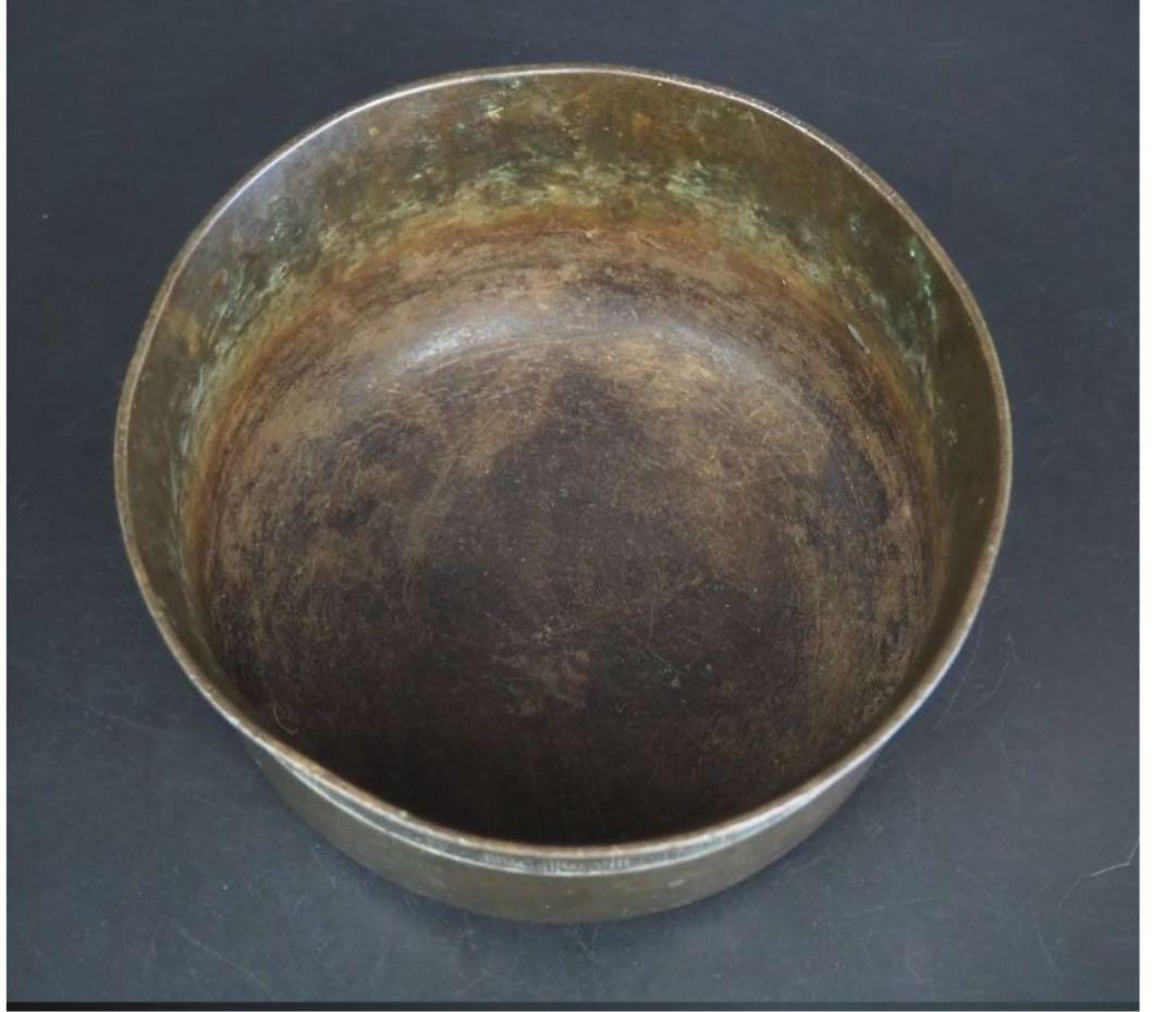 送料無料　江戸時代　砂張り　古銅建水　煎茶道具　検/銀瓶鉄瓶茶托茶壺古錫玉川堂