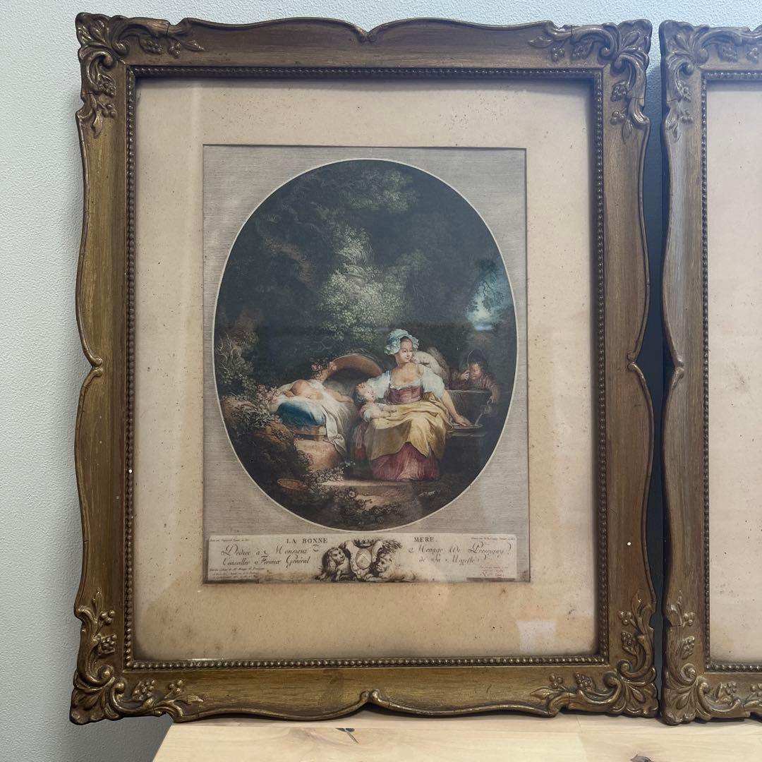 LA BONNE MERE & L'AMOUR アンティーク額縁　2点セット