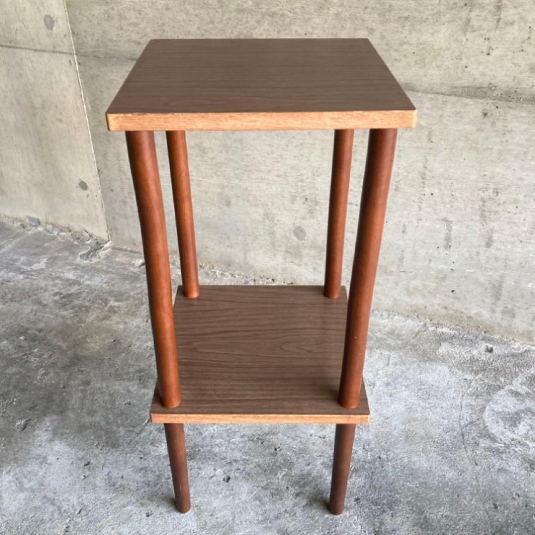 木製 ラック 飾り棚 電話台 サイドテーブル 花台 2段 木目調 昭和レトロ