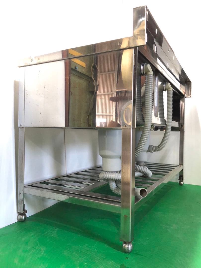 ☆地域限定送料無料☆二槽シンク　水切付　幅1280 ステンレス　業務用