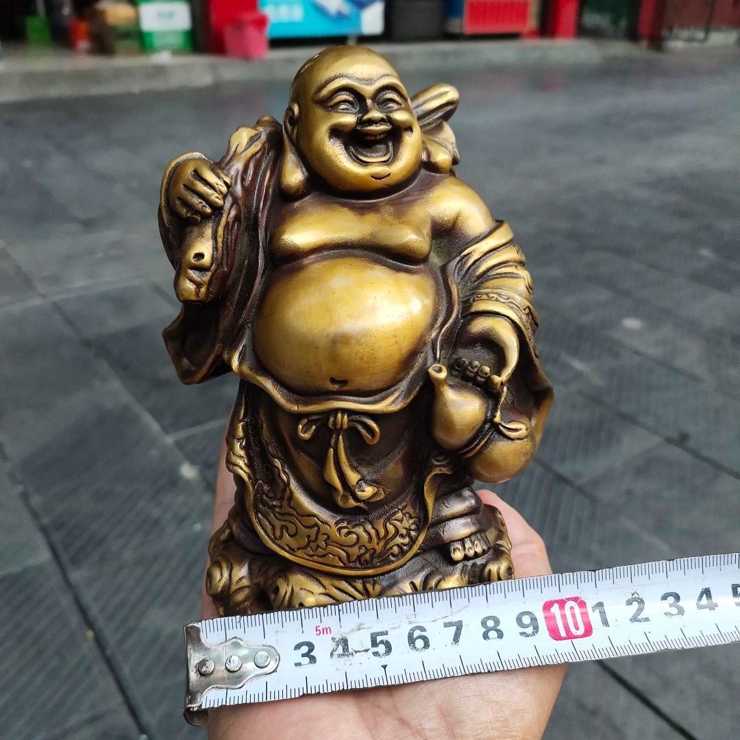 仏教美術 中国 仏像 黄金袋笑仏 弥勒仏像 銅製 銅器