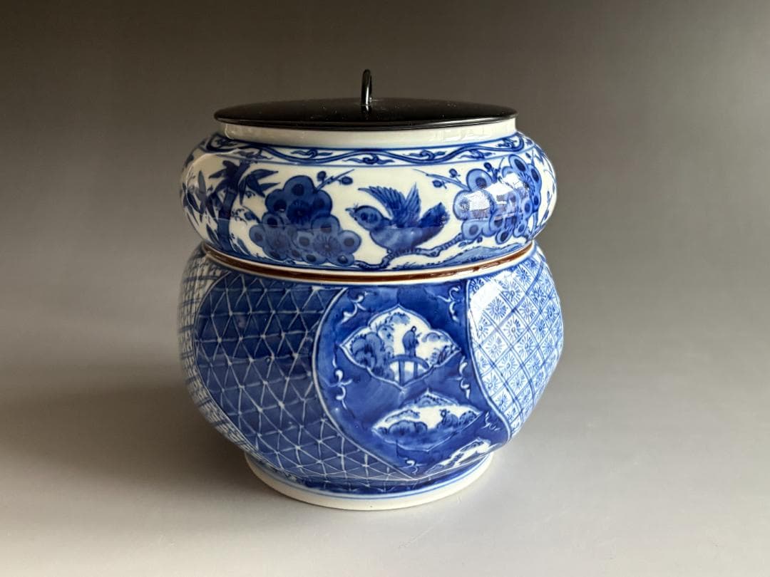 陳金海　青花祥瑞　水指　茶道具