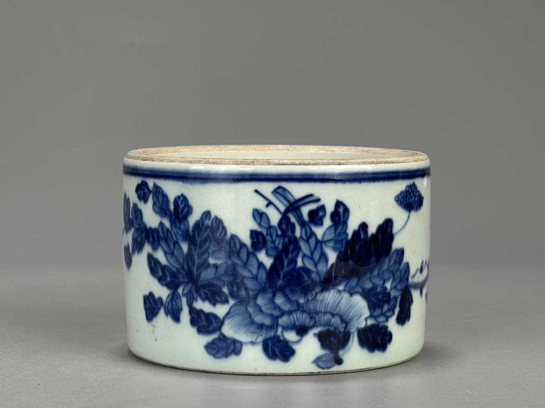 中国美術　清時代　文房具　香道具　青花花蝶文　染付　火入　硯 唐物 旧家蔵出し