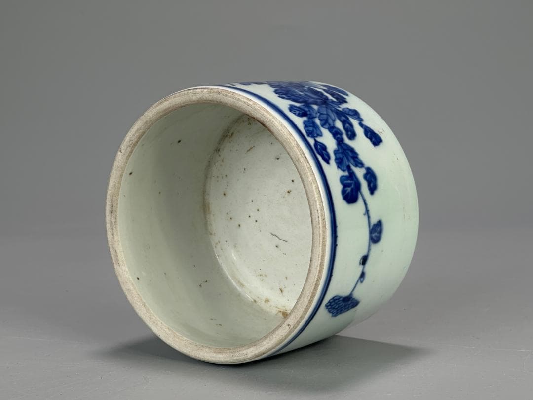 中国美術　清時代　文房具　香道具　青花花蝶文　染付　火入　硯 唐物 旧家蔵出し