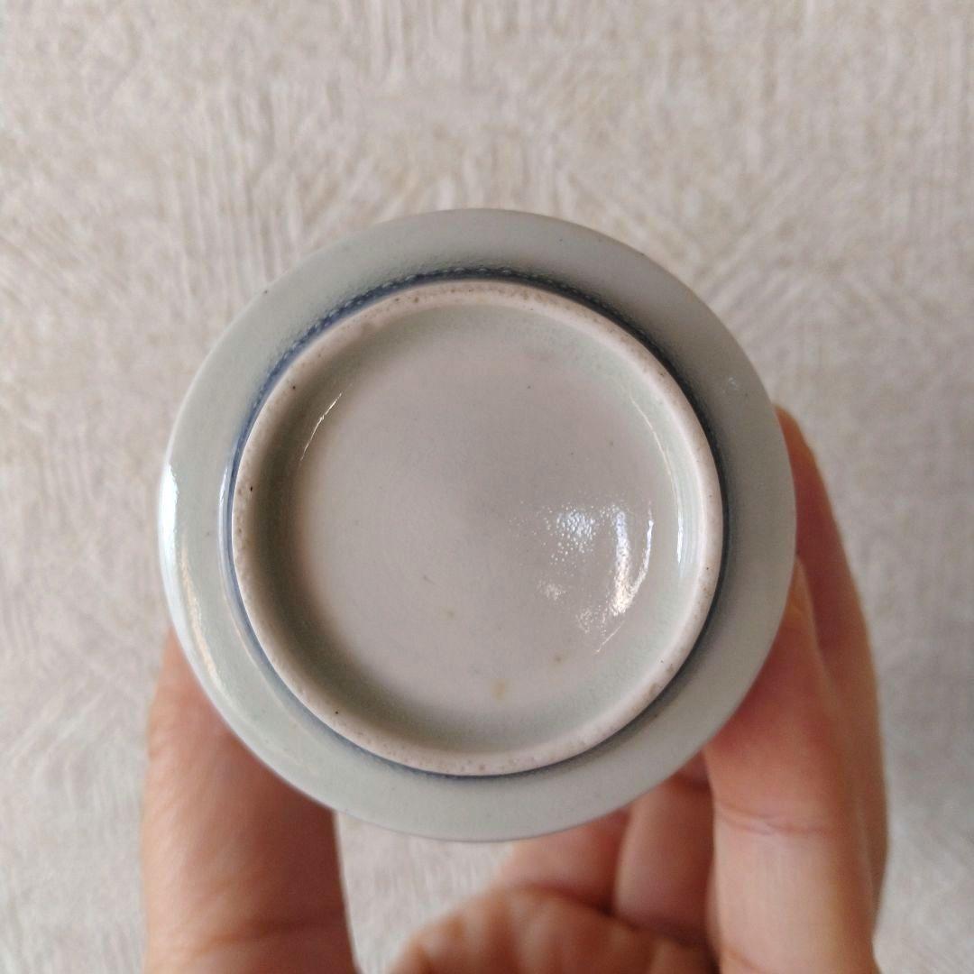 古伊万里染付雨降り番傘人物図覗き猪口