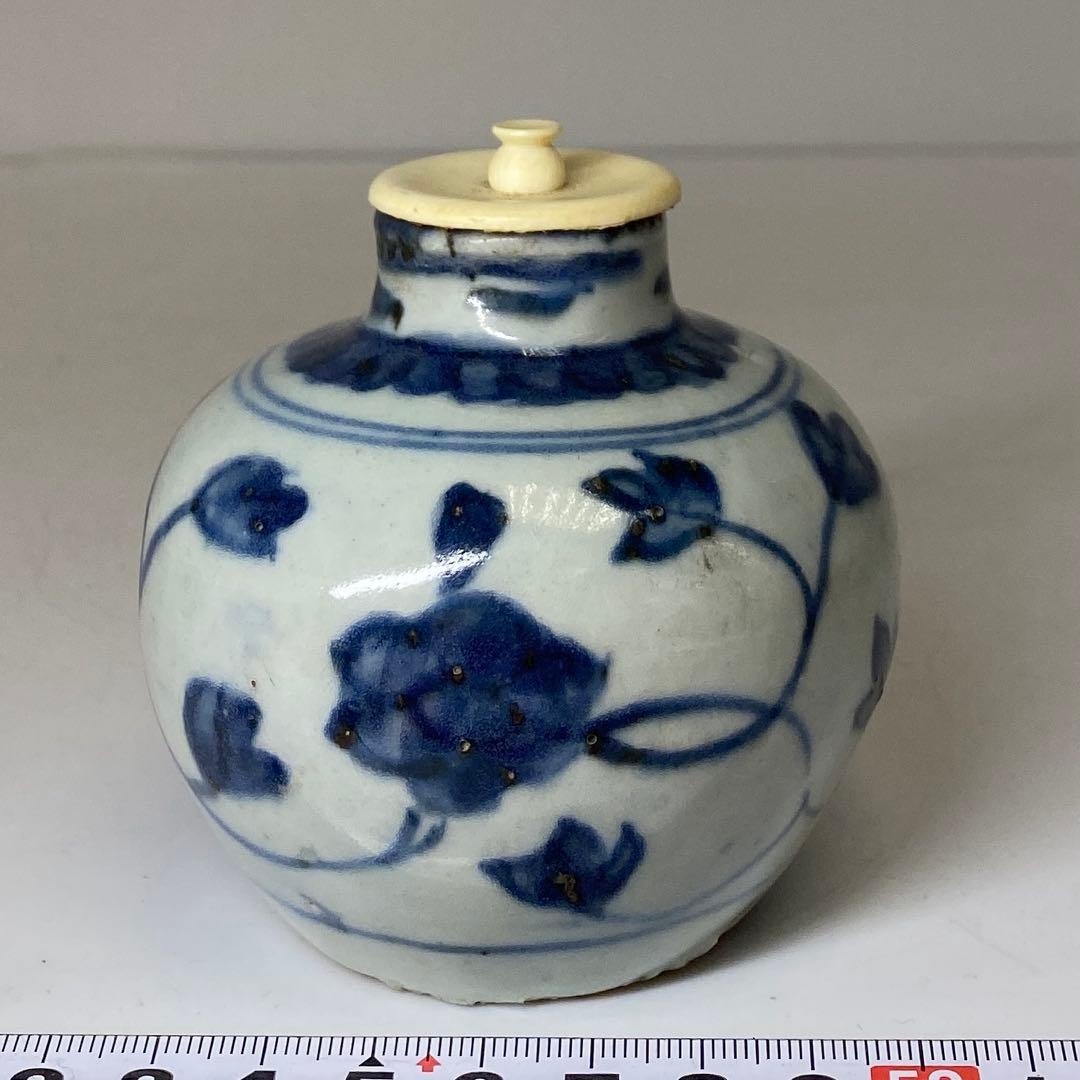 中国明時代 古染付茶入 h8.5cm 東キ8-0121☆2F トヒチ