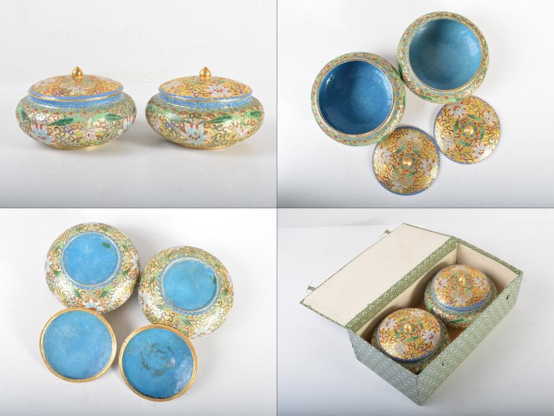 囲碁　碁石　瑪瑙碁石　古七宝琺瑯彩　碁笥　一套　G　R4565