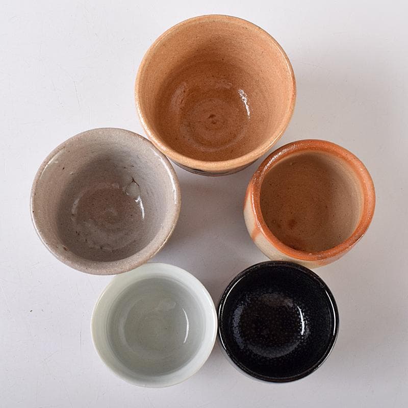 萩焼　十三代坂田泥華作など　ぐい呑み　十種　黒田陶々庵極め箱　M　R8426