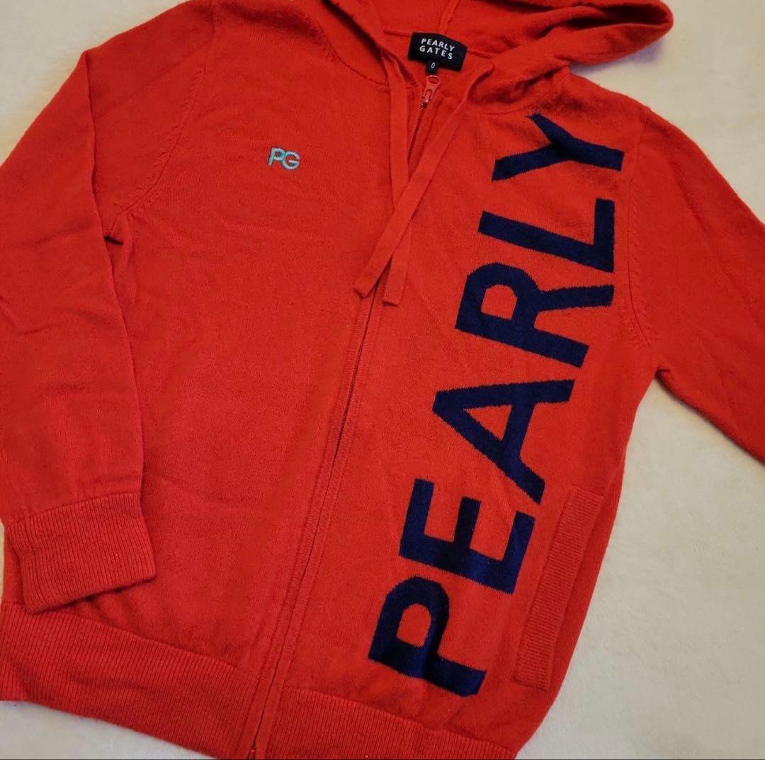 パーリーゲイツ　ビッグロゴカシミヤ100％柔らかあったかニットジップパーカー