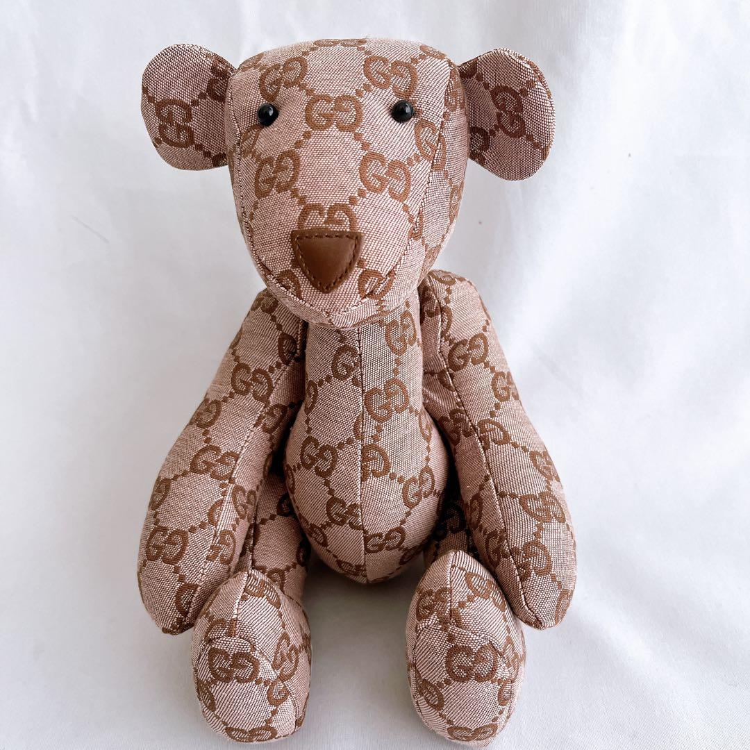 美品 レア GUCCI グッチ GGキャンバス テディベア ぬいぐるみ クマ 熊