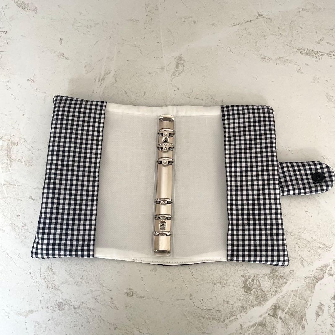 A6バインダーカバー&バインダー付き　ヌビ　ギンガムリボン　韓国　セービング貯金